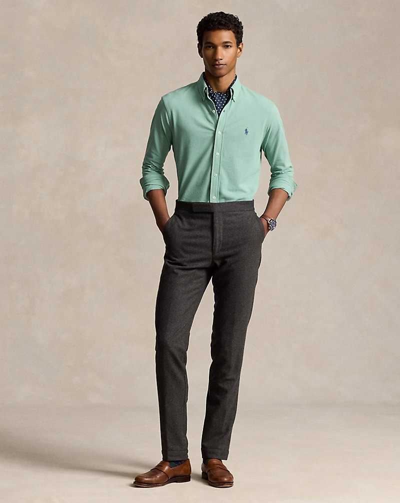 Camisas Ralph Lauren Featherweight Mesh Hombre Verde Menta | SNXBVZJ-35 - vista 3