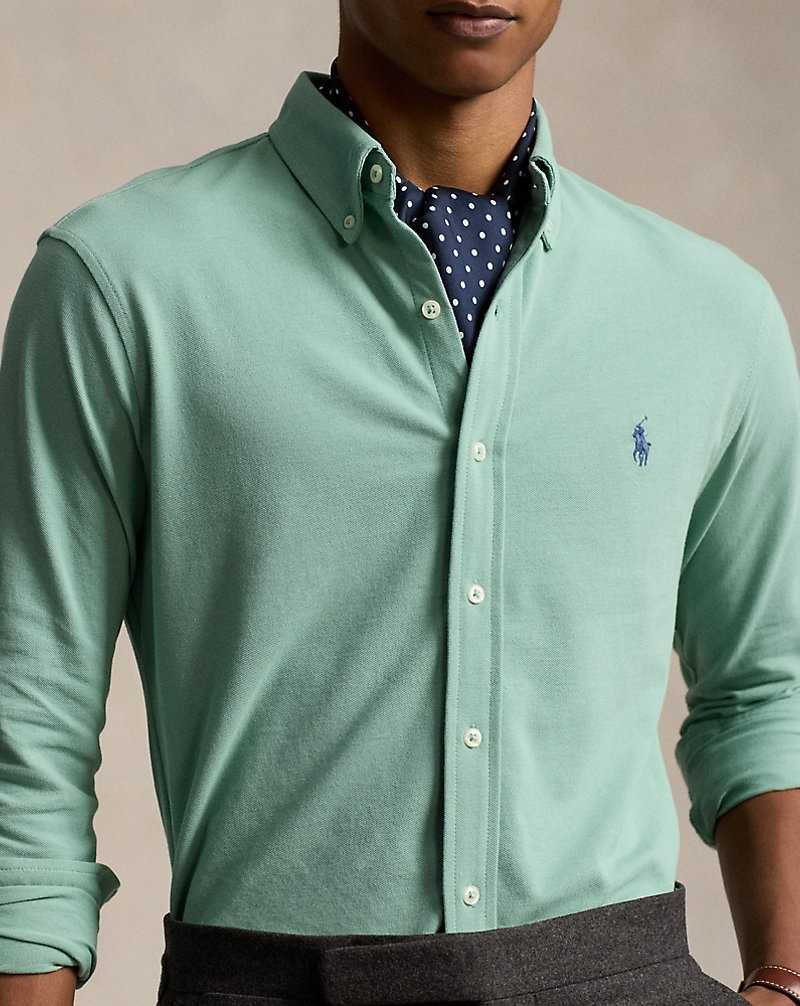 Camisas Ralph Lauren Featherweight Mesh Hombre Verde Menta | SNXBVZJ-35 - vista 5