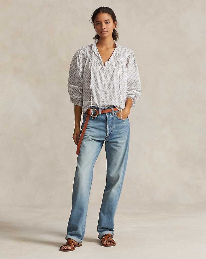 Camisas Ralph Lauren Floral Cotton Poplin Top Mujer Morados | GAXSZCT-26 - vista 3