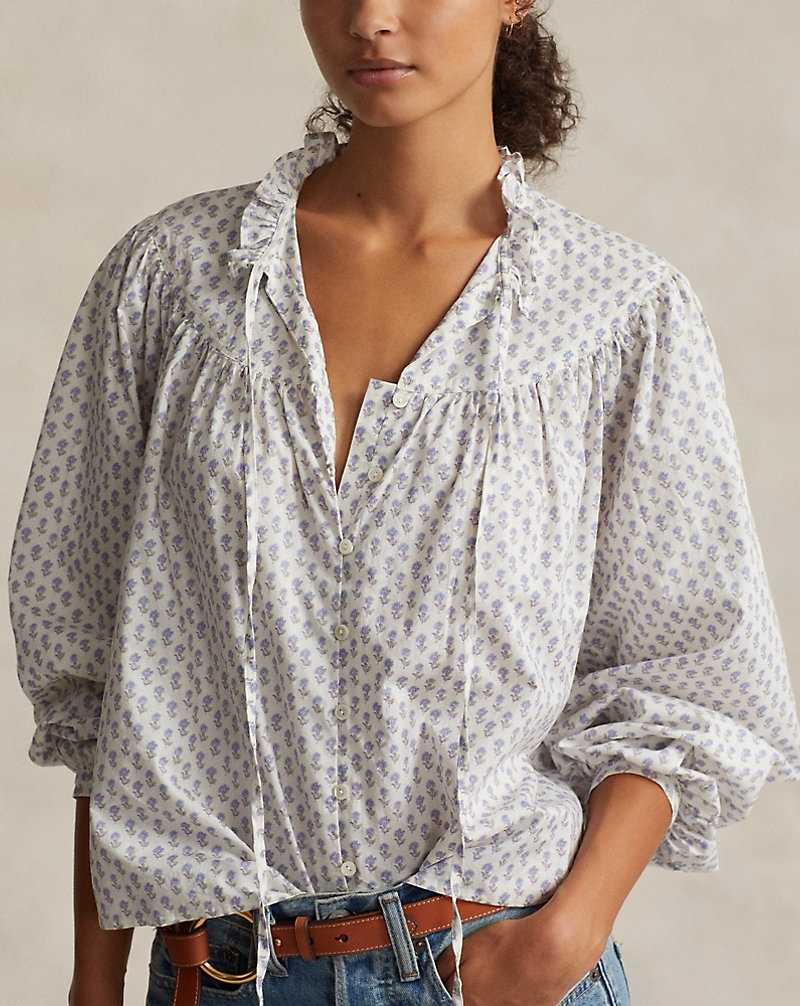 Camisas Ralph Lauren Floral Cotton Poplin Top Mujer Morados | GAXSZCT-26 - vista 5