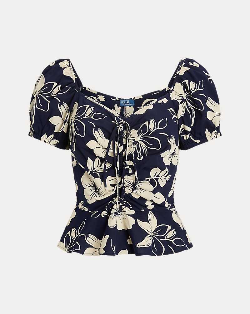 Camisas Ralph Lauren Floral Drawstring Cotton Top Mujer 1715 Grand Floral | RETUFKD-72 - vista 2