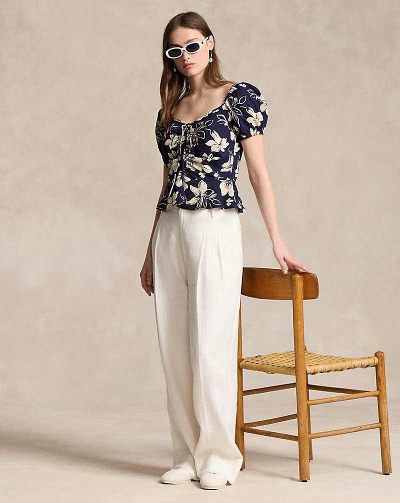 Camisas Ralph Lauren Floral Drawstring Cotton Top Mujer 1715 Grand Floral | RETUFKD-72 - vista 3