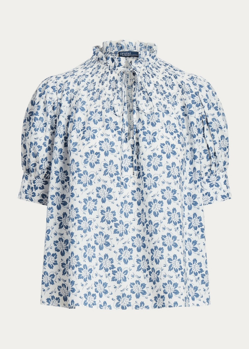 Camisas Floral Shirred Algodon Poplin Top Mujer Rosas | SBGH50294 - vista 2