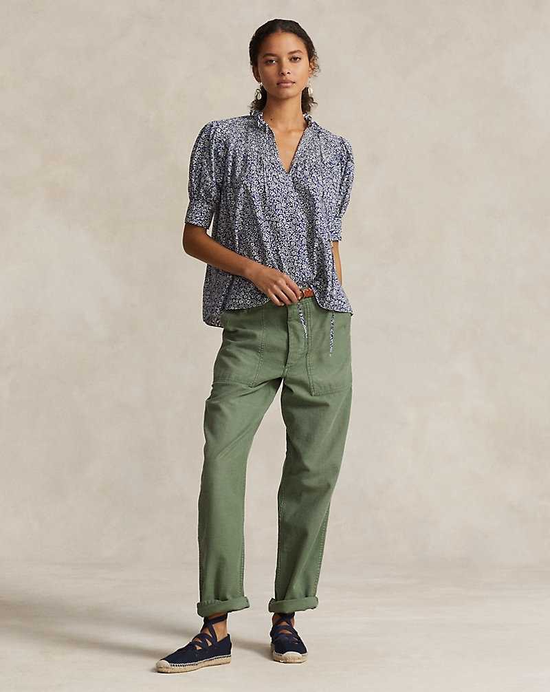 Camisas Ralph Lauren Floral Shirred Cotton Poplin Top Mujer Flores | TNWGMVS-14 - vista 1