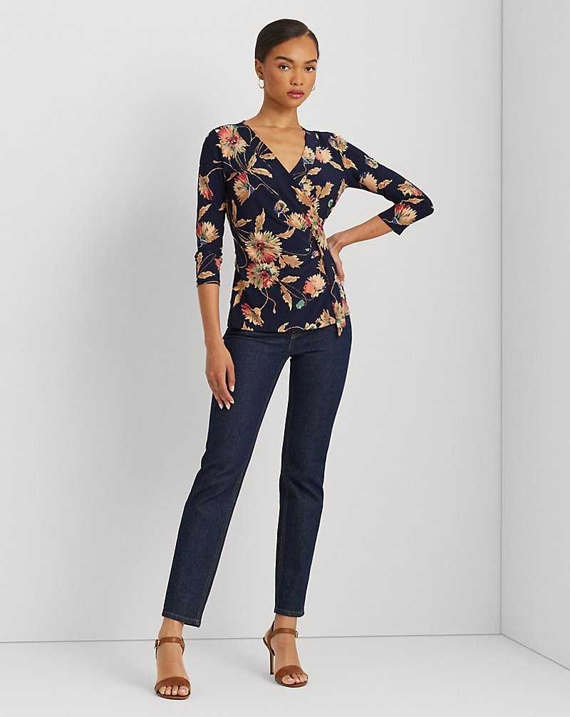 Camisas Ralph Lauren Floral Stretch Jersey Top Mujer Navy/Tan/Multi | EVDFABR-38 - vista 3