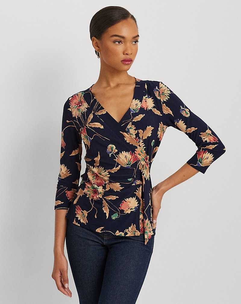 Camisas Ralph Lauren Floral Stretch Jersey Top Mujer Navy/Tan/Multi | WVYXGLD-34 - vista 1