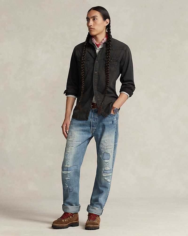 Camisas Ralph Lauren Garment-Dyed Denim Western Hombre Negros | PSOYBNT-61 - vista 3