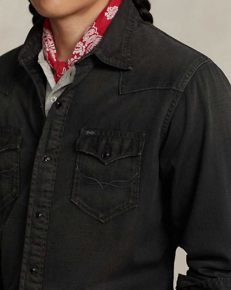 Camisas Ralph Lauren Garment-Dyed Denim Western Hombre Negros | PSOYBNT-61 - vista 5