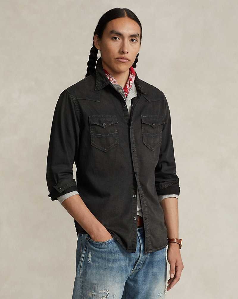 Camisas Ralph Lauren Garment-Dyed Denim Western Hombre Negros | PSOYBNT-61 - vista 1