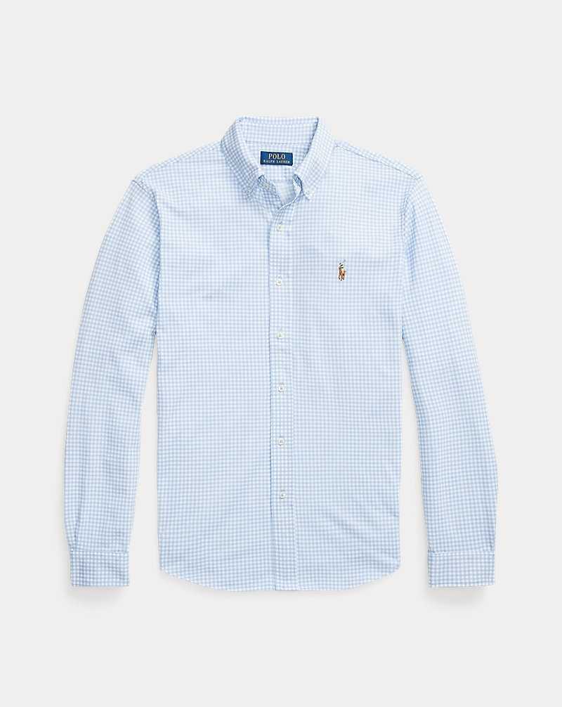 Camisas Ralph Lauren Gingham-Print Knit Oxford Hombre Dress Shirt Blue/White | OJYCPAQ-90 - vista 2
