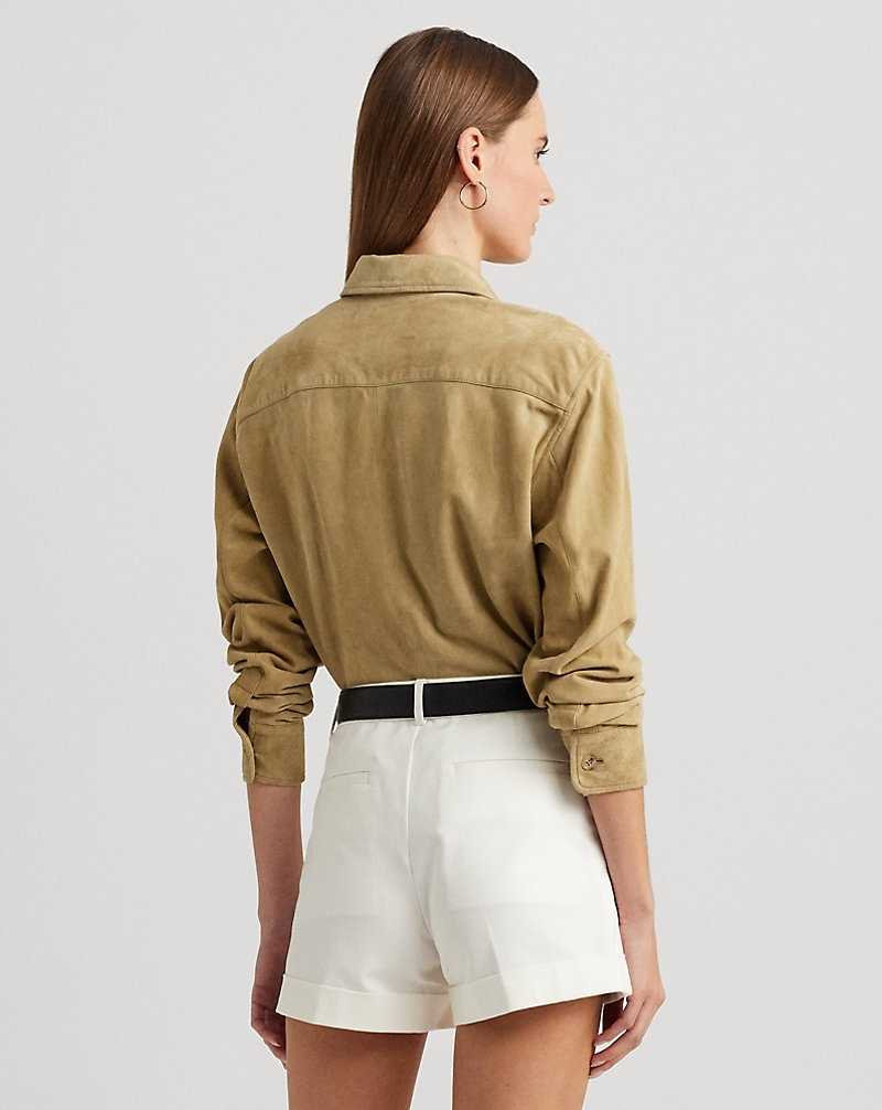 Camisas Ralph Lauren Goat-Suede Mujer Birch Tan | UEFMHNC-67 - vista 4