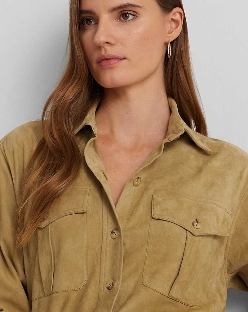 Camisas Ralph Lauren Goat-Suede Mujer Birch Tan | UEFMHNC-67 - vista 5