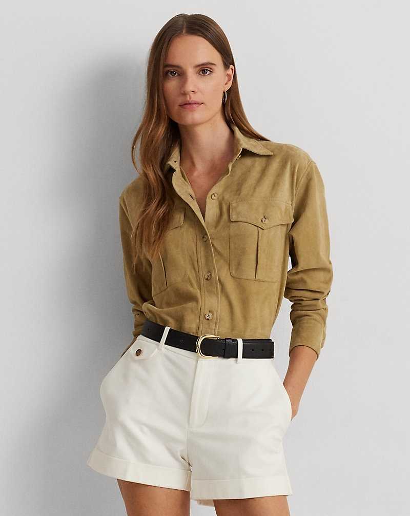 Camisas Ralph Lauren Goat-Suede Mujer Birch Tan | UEFMHNC-67 - vista 1