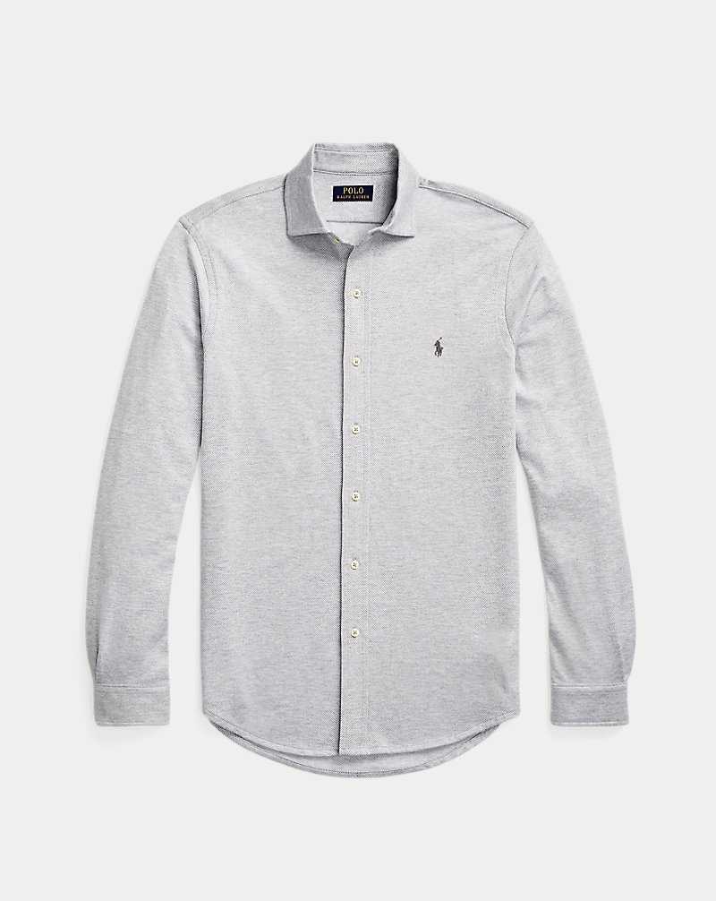 Camisas Ralph Lauren Herringbone Jacquard-Knit Hombre Andvr Hthr/White Herringb | FYZMJQP-28 - vista 2