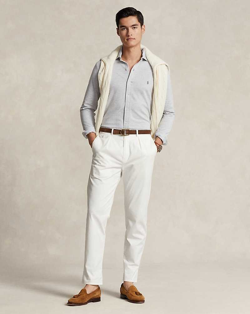 Camisas Ralph Lauren Herringbone Jacquard-Knit Hombre Andvr Hthr/White Herringb | FYZMJQP-28 - vista 3