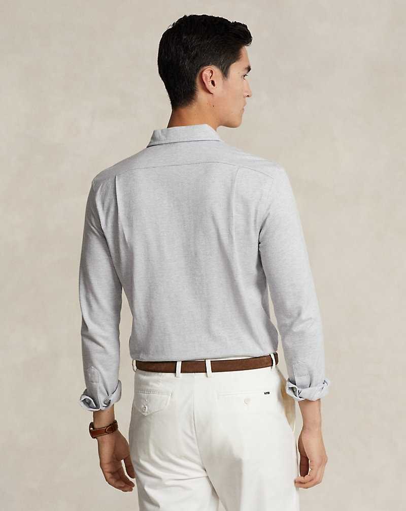 Camisas Ralph Lauren Herringbone Jacquard-Knit Hombre Andvr Hthr/White Herringb | FYZMJQP-28 - vista 4
