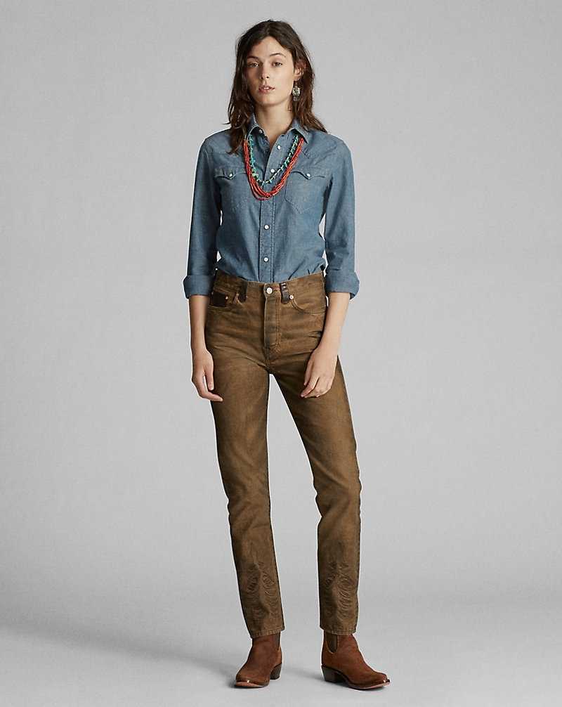 Camisas Ralph Lauren Indigo Chambray Western Mujer Rinse | MTWLZVJ-12 - vista 3