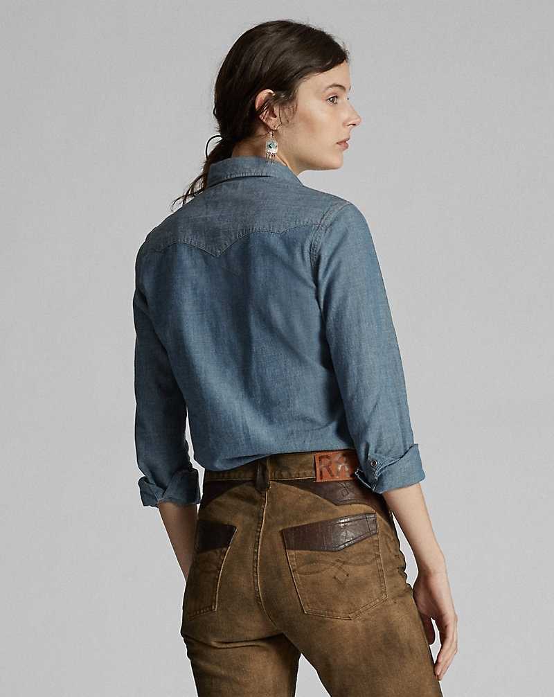 Camisas Ralph Lauren Indigo Chambray Western Mujer Rinse | MTWLZVJ-12 - vista 5