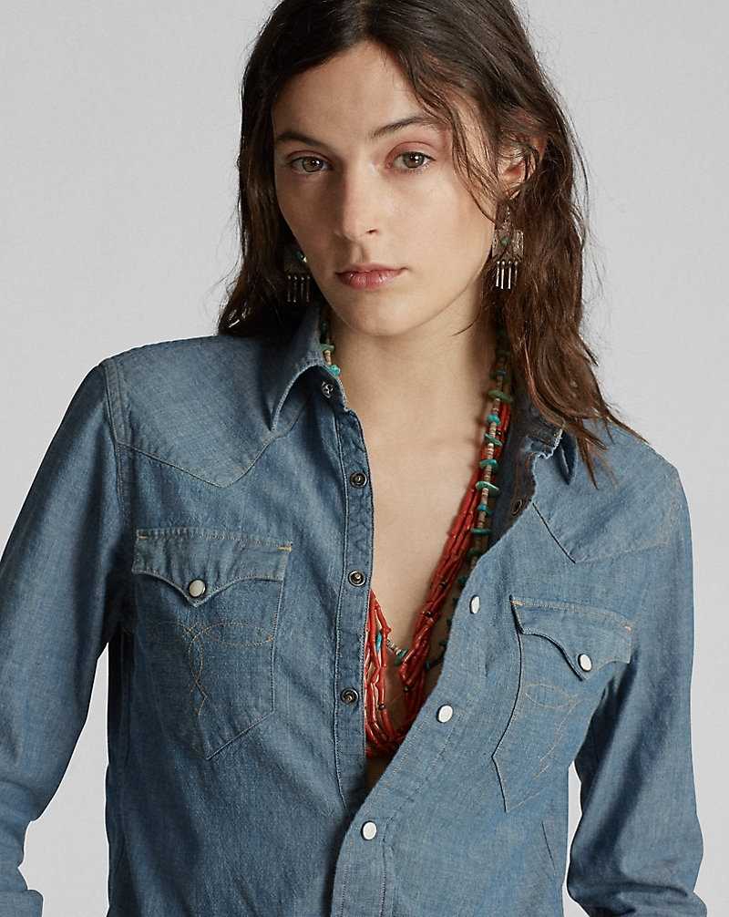 Camisas Ralph Lauren Indigo Chambray Western Mujer Rinse | MTWLZVJ-12 - vista 1