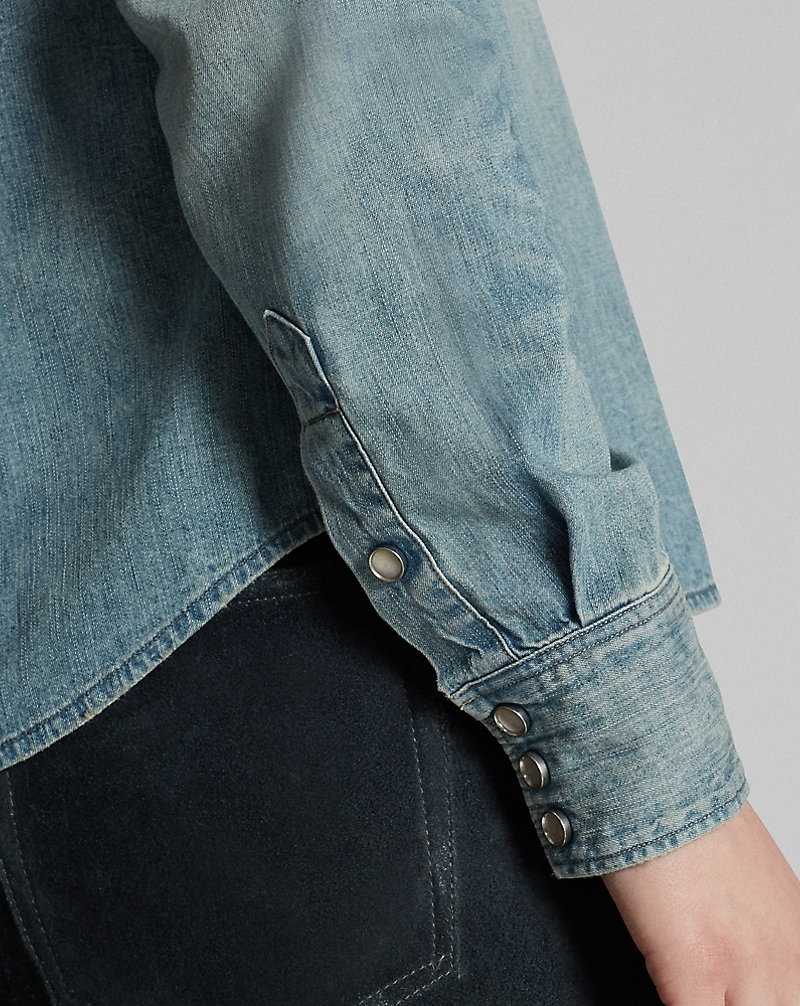 Camisas Ralph Lauren Indigo Denim Western Mujer Azules | UCGEFVT-98 - vista 5
