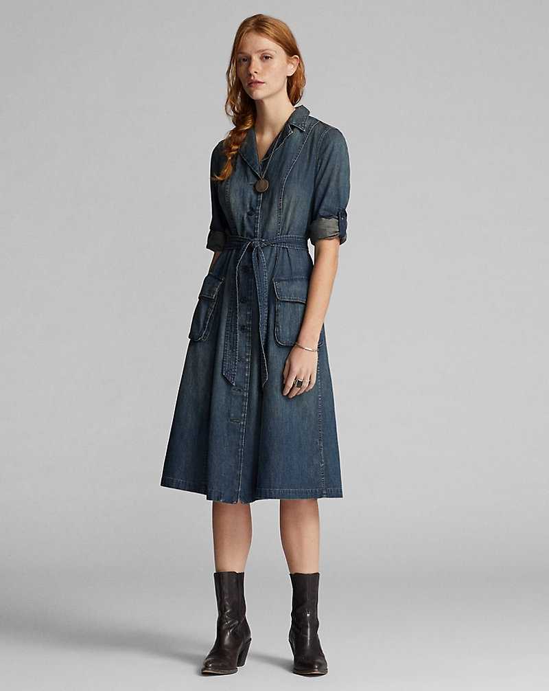 Camisas Ralph Lauren Indigo Denimdress Mujer Azules Oscuro | QYFSWAX-65 - vista 2