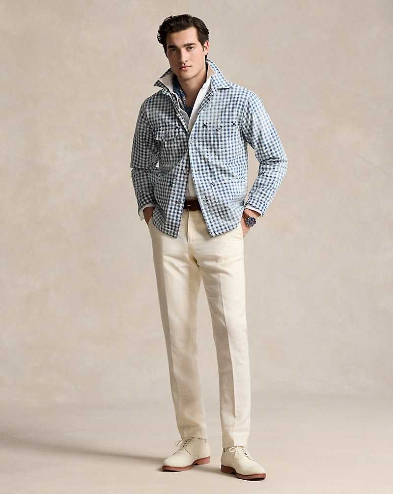 Camisas Ralph Lauren Indigo Plaid Overshirt Hombre Indigo/White | YKCRDMX-42 - vista 3