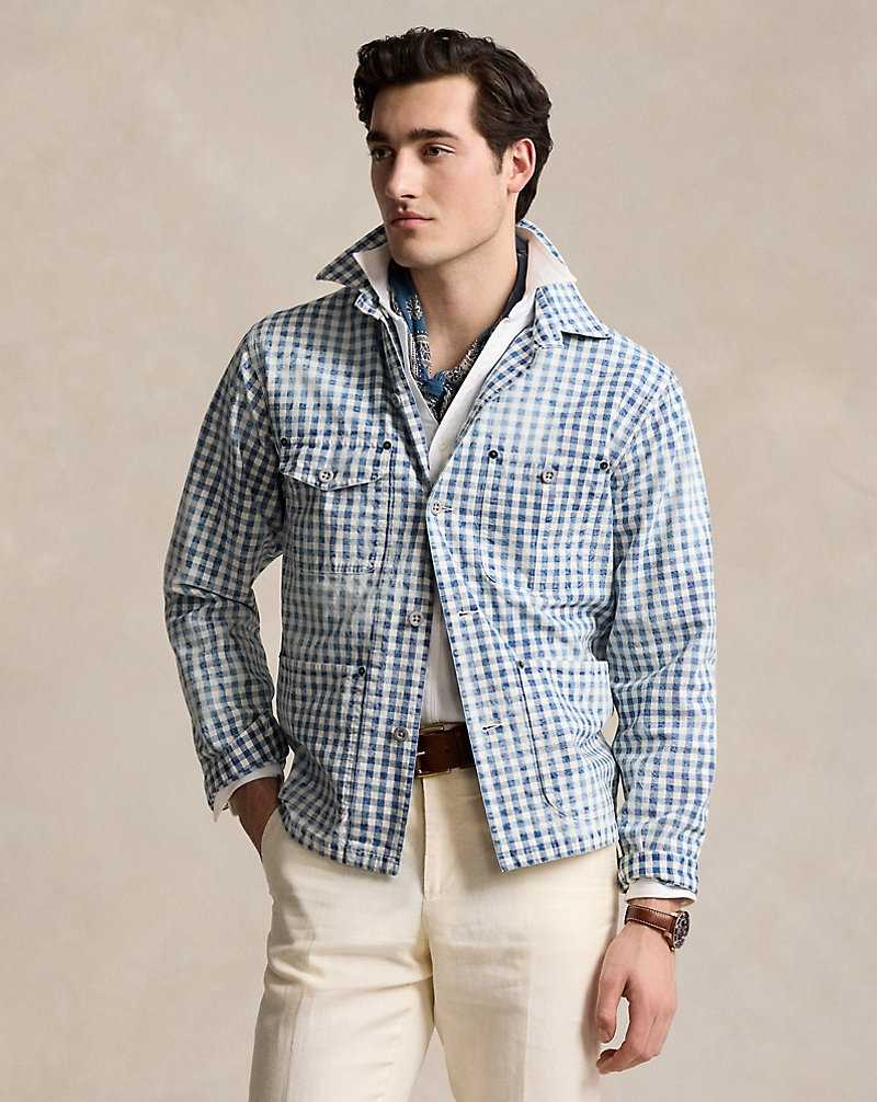 Camisas Ralph Lauren Indigo Plaid Overshirt Hombre Indigo/White | YKCRDMX-42 - vista 1