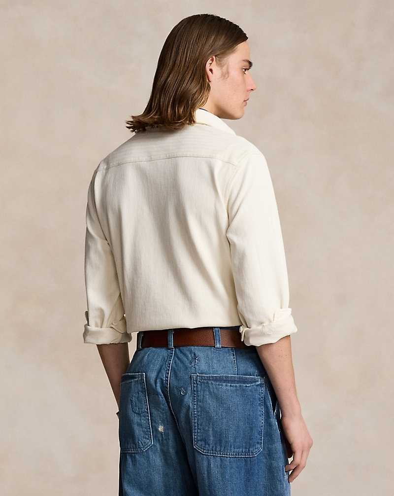 Camisas Ralph Lauren Jacquard-Knit Popover Workshirt Hombre Herbal Milk | HWYXUIO-31 - vista 4