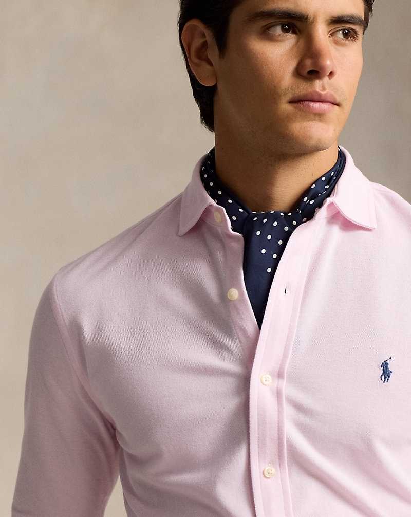 Camisas Ralph Lauren Jacquard-Textured Mesh Hombre Rosas | DIJNZLF-49 - vista 5