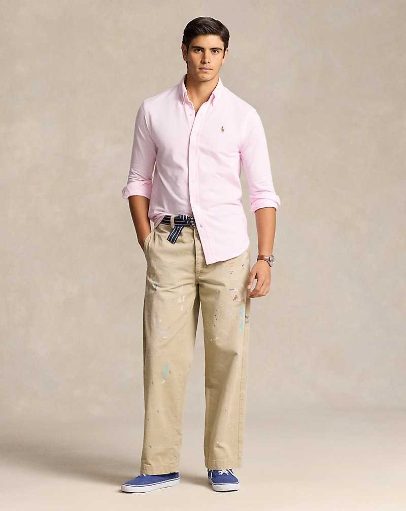Camisas Ralph Lauren Knit Oxford Hombre Carmel Pink/ Multi Pp | XZEQCAN-20 - vista 3