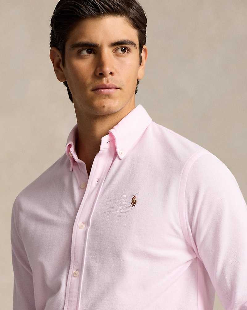 Camisas Ralph Lauren Knit Oxford Hombre Carmel Pink/ Multi Pp | XZEQCAN-20 - vista 5