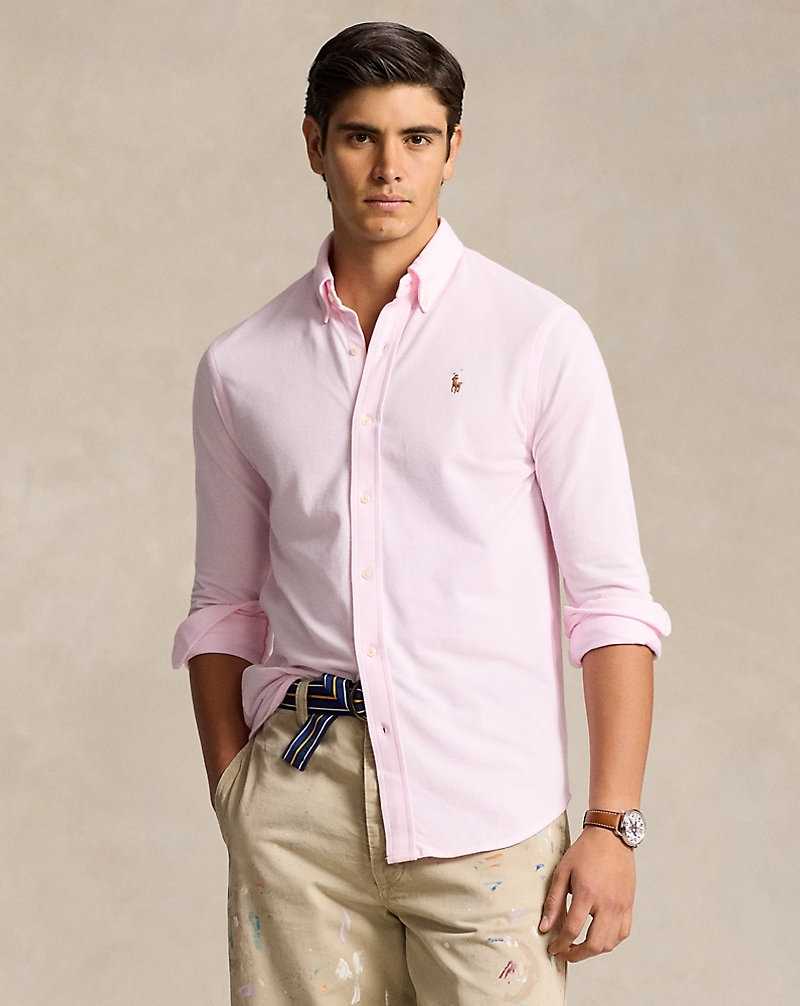 Camisas Ralph Lauren Knit Oxford Hombre Carmel Pink/ Multi Pp | XZEQCAN-20 - vista 1