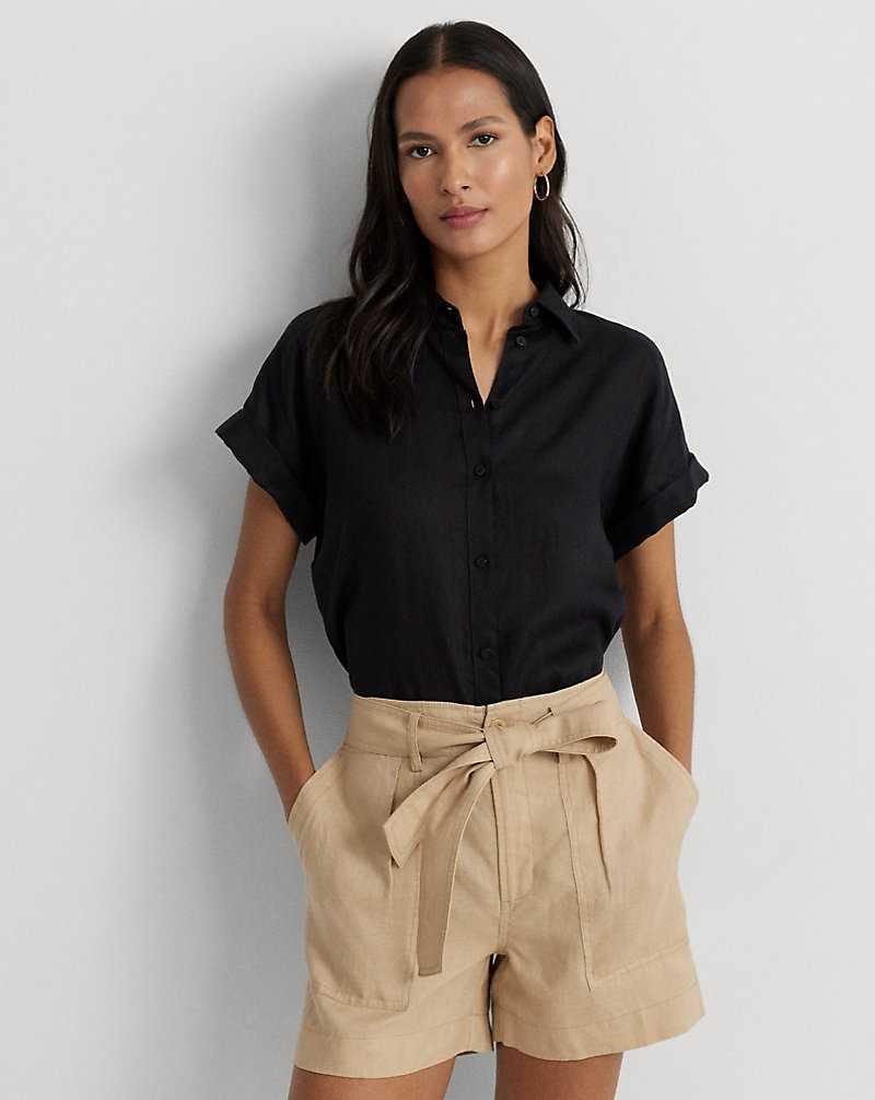 Camisas Ralph Lauren Linen Dolman-Sleeve Mujer Negros | BAVJOHE-48 - vista 1