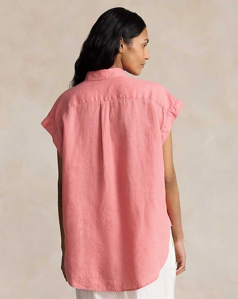 Camisas Ralph Lauren Linen Popover Mujer Rosas | UMVODPW-39 - vista 4