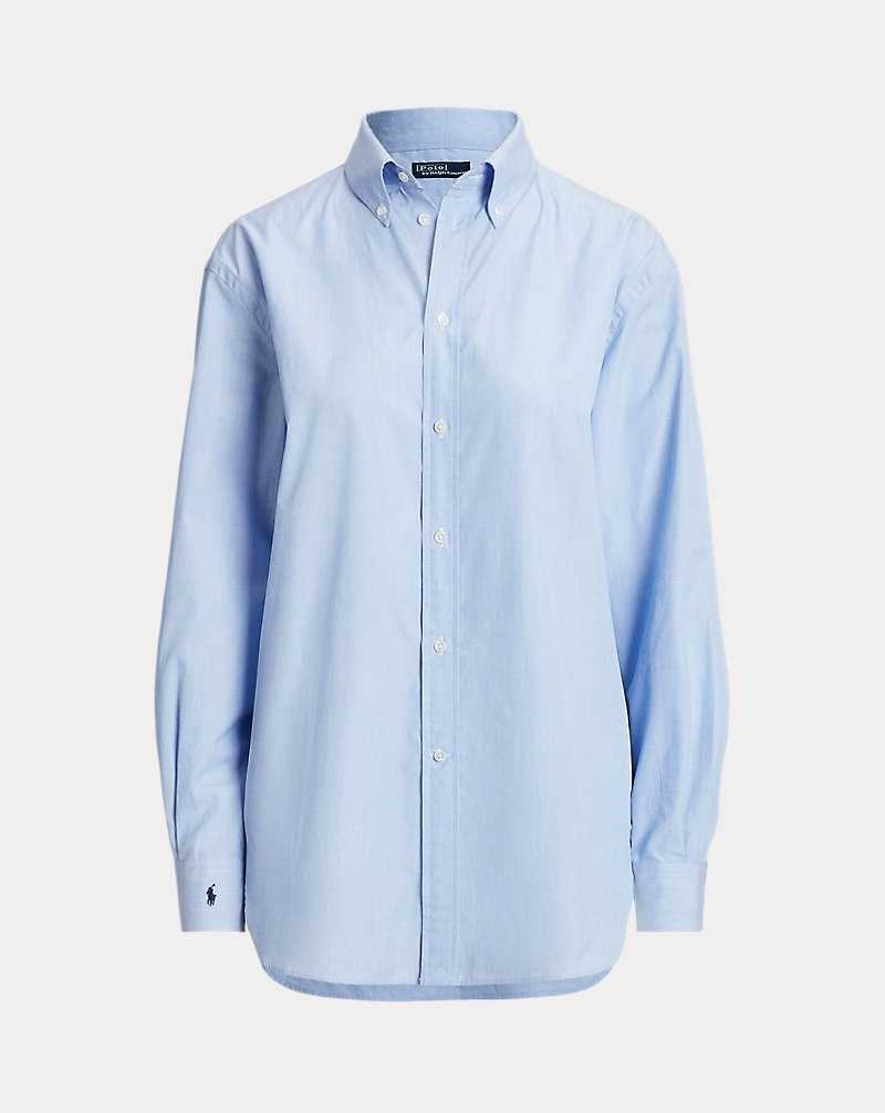 Camisas Ralph Lauren Oversize Fit Cotton Poplin Mujer Azules | VXFINCL-95 - vista 2
