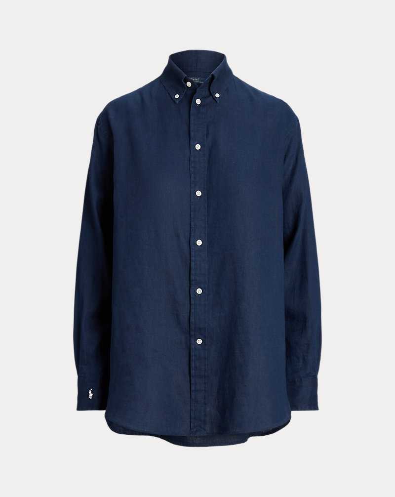 Camisas Ralph Lauren Oversize Fit Linen Mujer Azul Marino | TWGNVOH-53 - vista 2