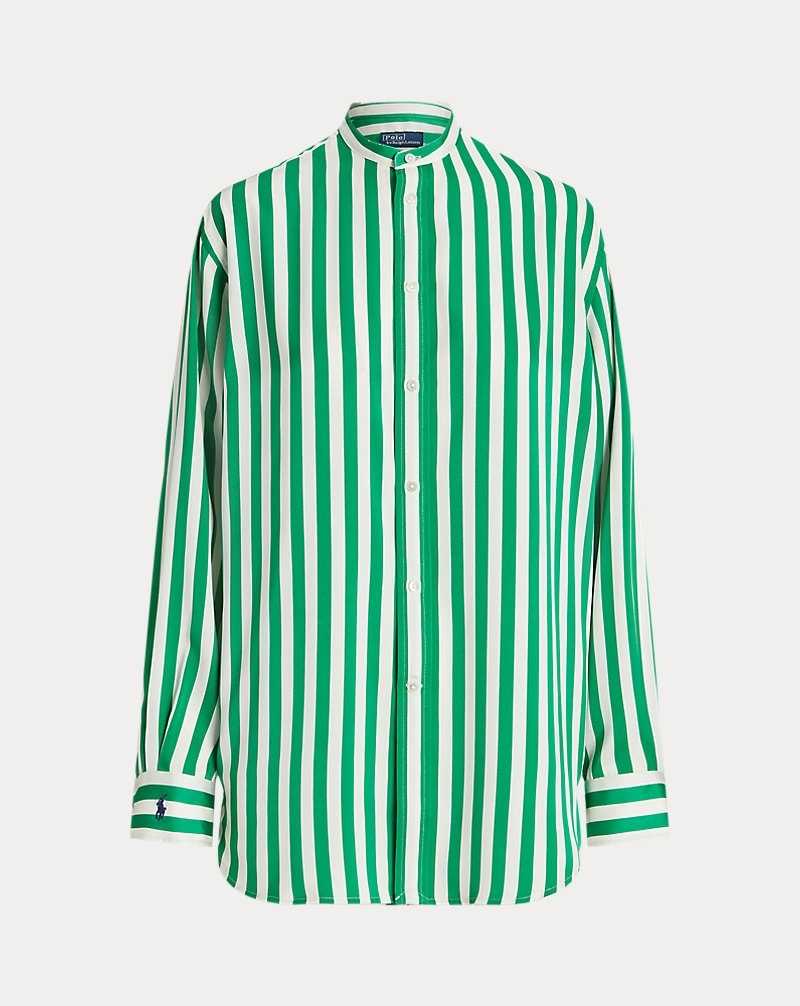 Camisas Ralph Lauren Oversize Fit Striped Silk Mujer Verdes Rayas | WSOLFQB-31 - vista 2