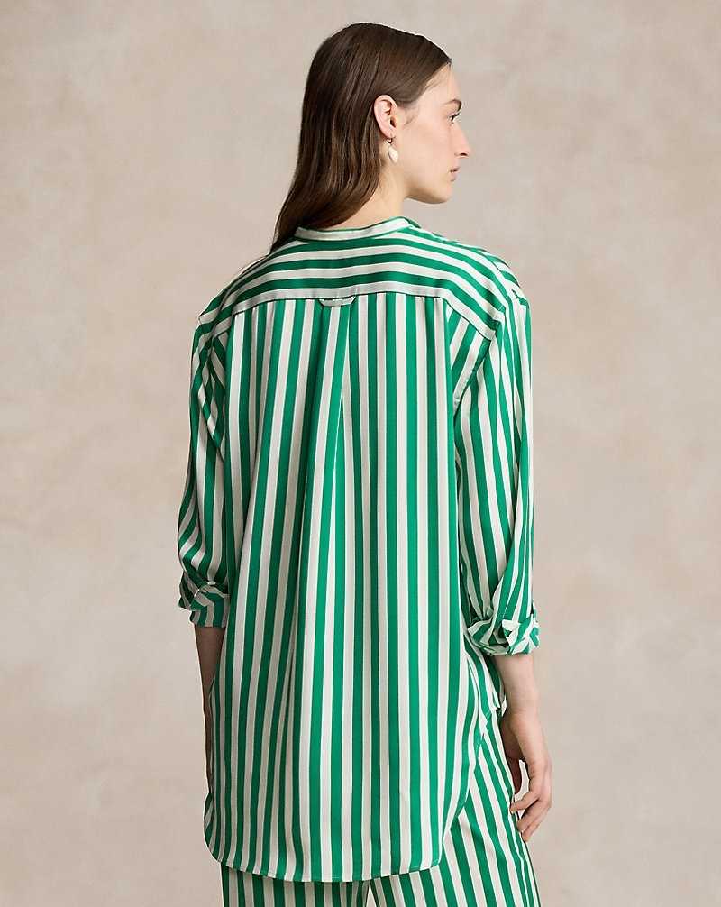Camisas Ralph Lauren Oversize Fit Striped Silk Mujer Verdes Rayas | WSOLFQB-31 - vista 4
