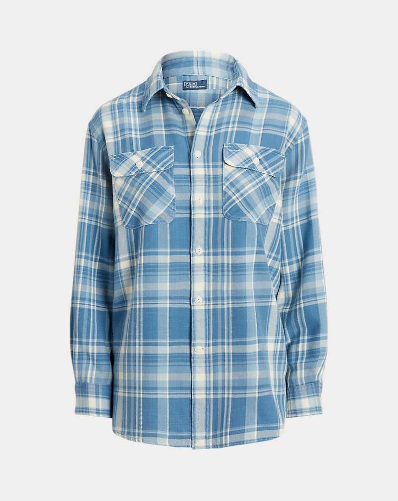 Camisas Ralph Lauren Oversize Plaid Twill Mujer Blue/White Multi Plaid | EJYBVKH-58 - vista 2