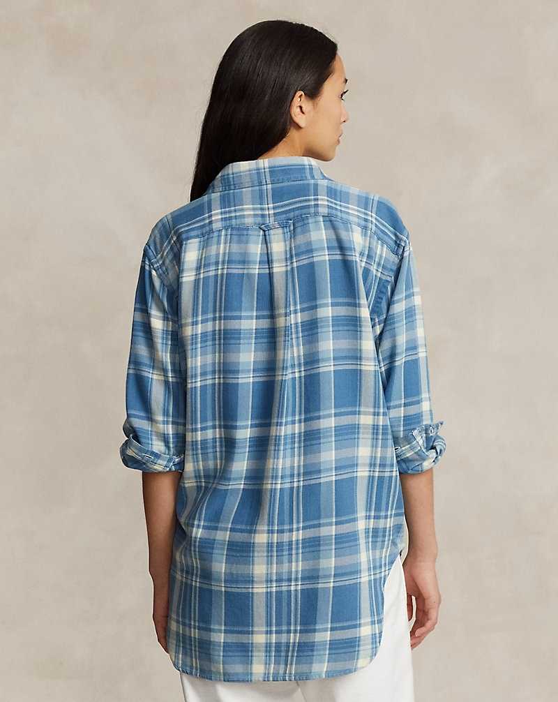 Camisas Ralph Lauren Oversize Plaid Twill Mujer Blue/White Multi Plaid | EJYBVKH-58 - vista 4