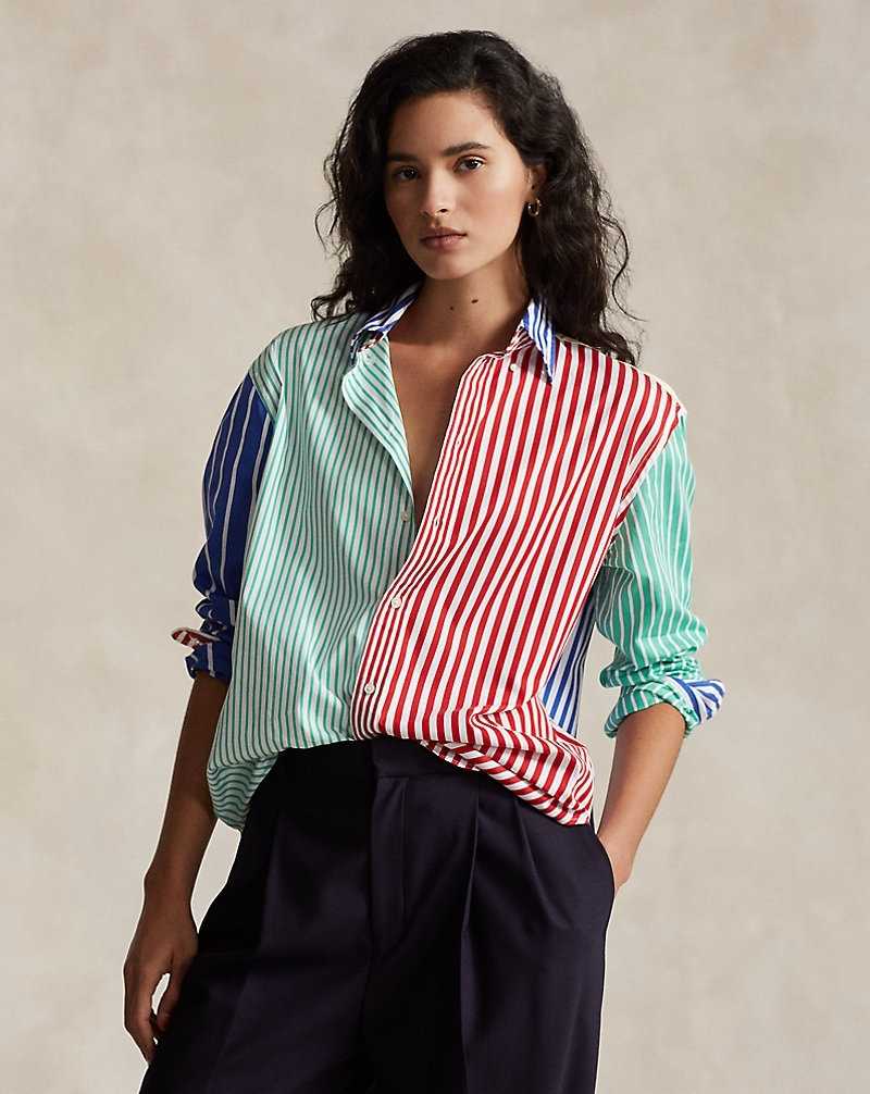Camisas Ralph Lauren Oversize Striped Cotton Fun Mujer | IMCEFRD-28 - vista 1
