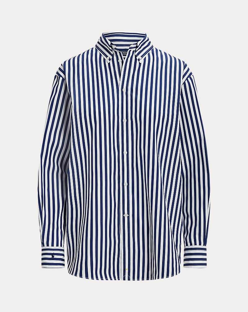 Camisas Ralph Lauren Oversize Striped Stretch-Cotton Mujer Blancos | GRUHPIV-43 - vista 2