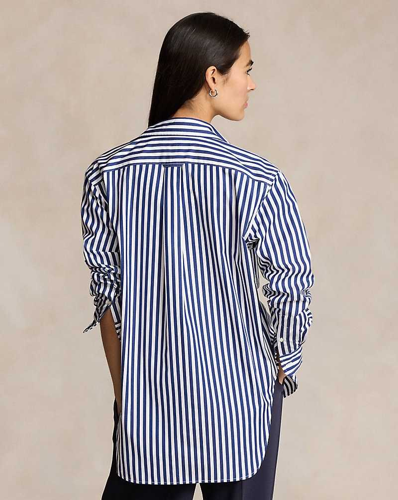 Camisas Ralph Lauren Oversize Striped Stretch-Cotton Mujer Blancos | GRUHPIV-43 - vista 4