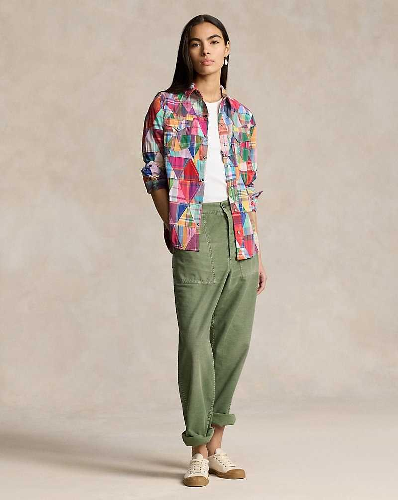 Camisas Ralph Lauren Plaid Patchwork Cotton Western Mujer Triangle Patchwork | RQGOHCP-57 - vista 3