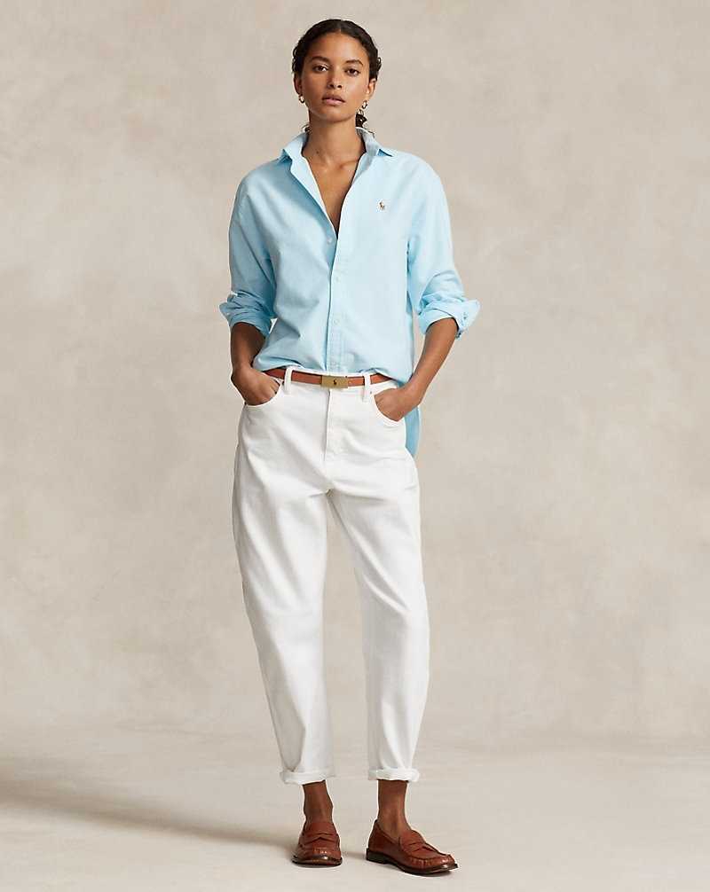 Camisas Ralph Lauren Relaxed Fit Cotton Oxford Mujer Azules | FUHDAQW-84 - vista 3