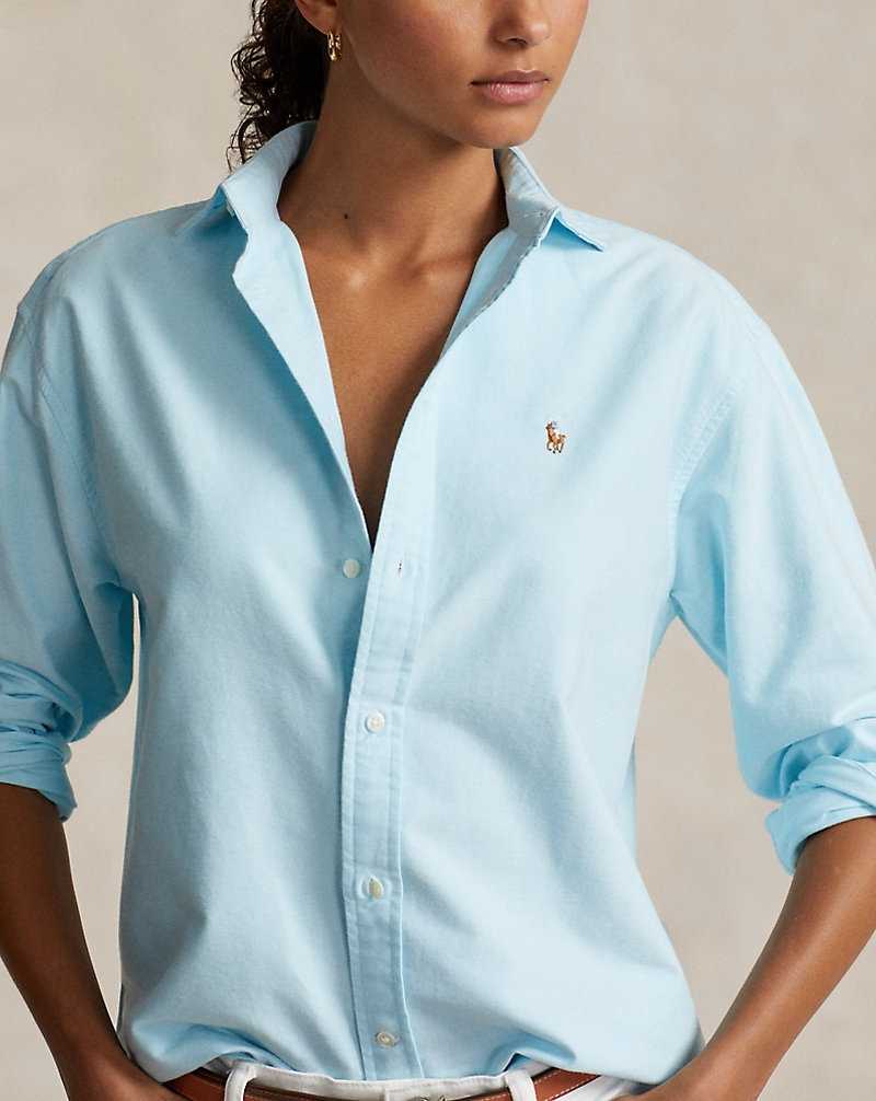 Camisas Ralph Lauren Relaxed Fit Cotton Oxford Mujer Azules | FUHDAQW-84 - vista 5