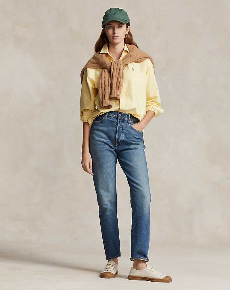 Camisas Ralph Lauren Relaxed Fit Cotton Oxford Mujer Amarillos | PSJYOQB-83 - vista 3