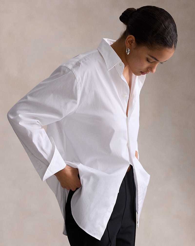 Camisas Ralph Lauren Relaxed Fit Cotton Mujer Blancos | OJIKWEG-80 - vista 5