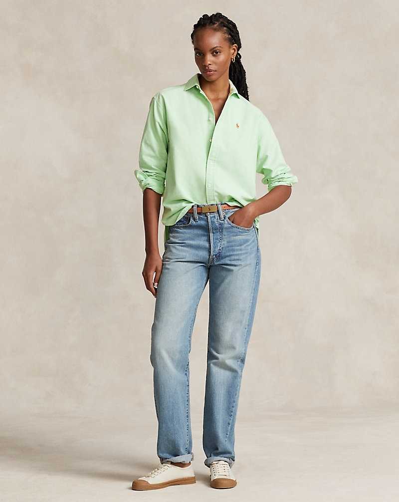 Camisas Ralph Lauren Relaxed Fit Cotton Oxford Mujer Lime Drop | AIRKSJQ-72 - vista 3