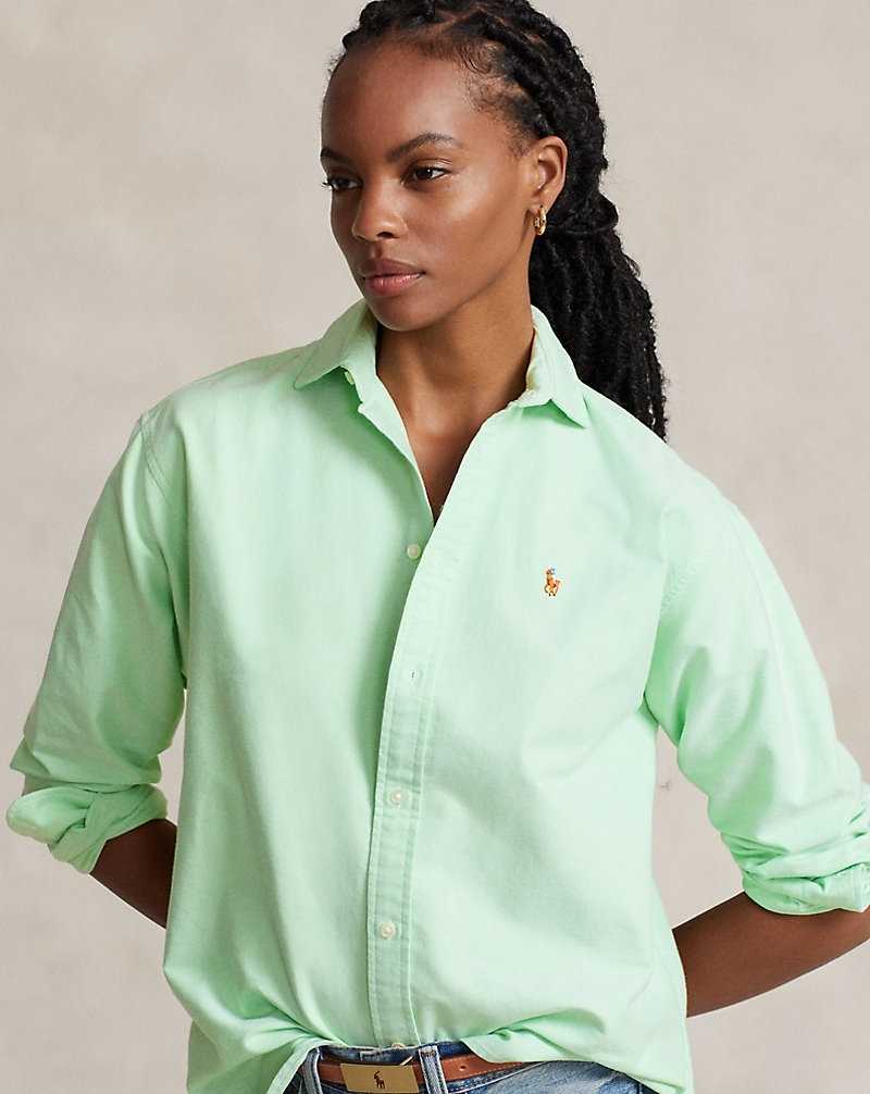 Camisas Ralph Lauren Relaxed Fit Cotton Oxford Mujer Lime Drop | AIRKSJQ-72 - vista 5